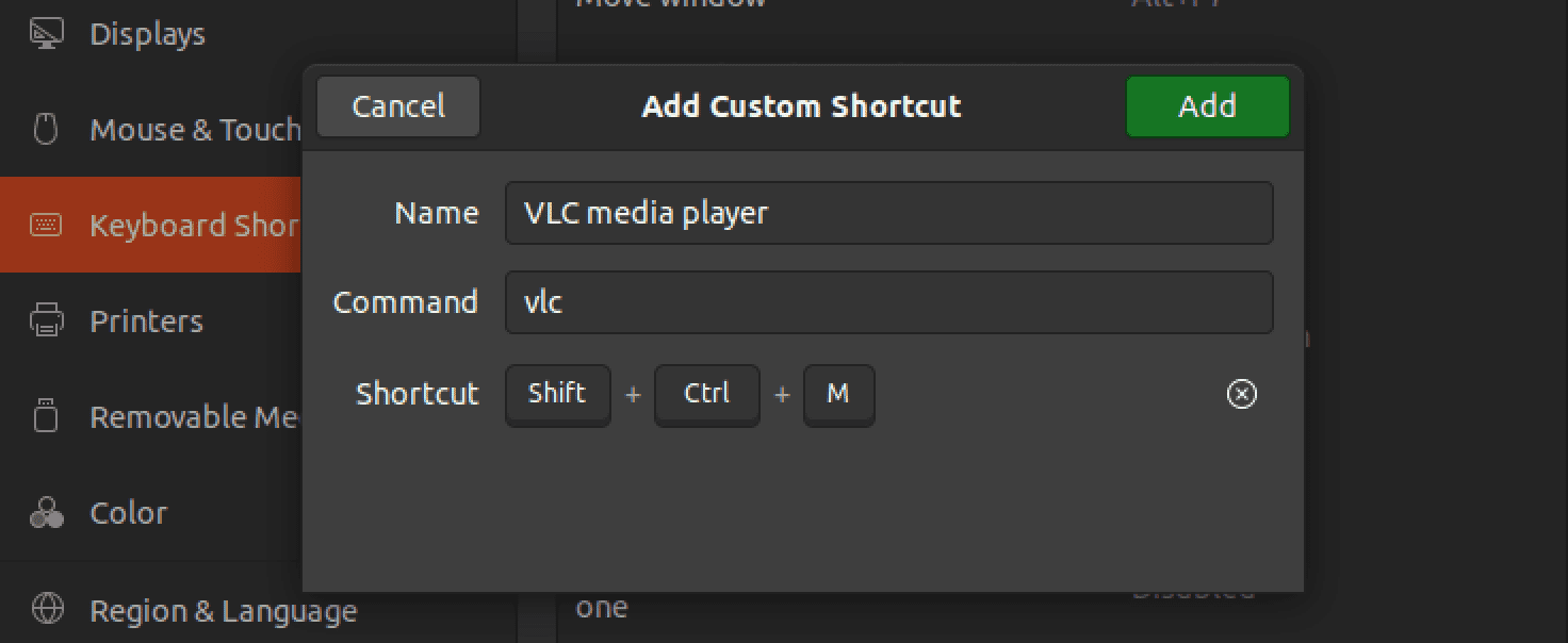 vlc shortcut