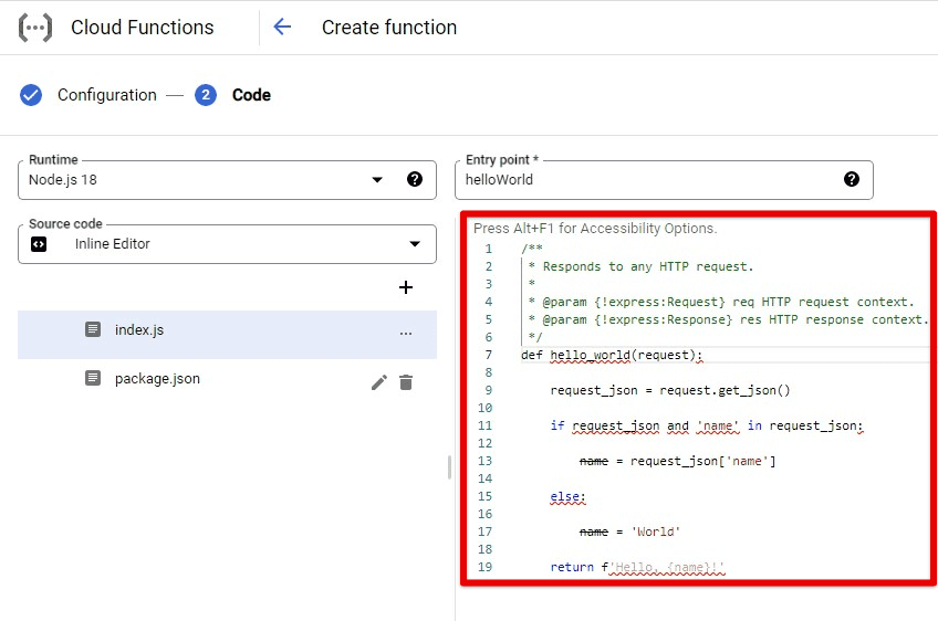 Writing a cloud function