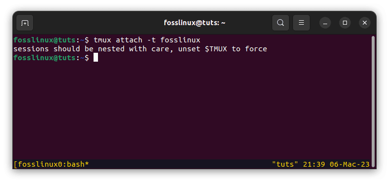 attach fosslinux session