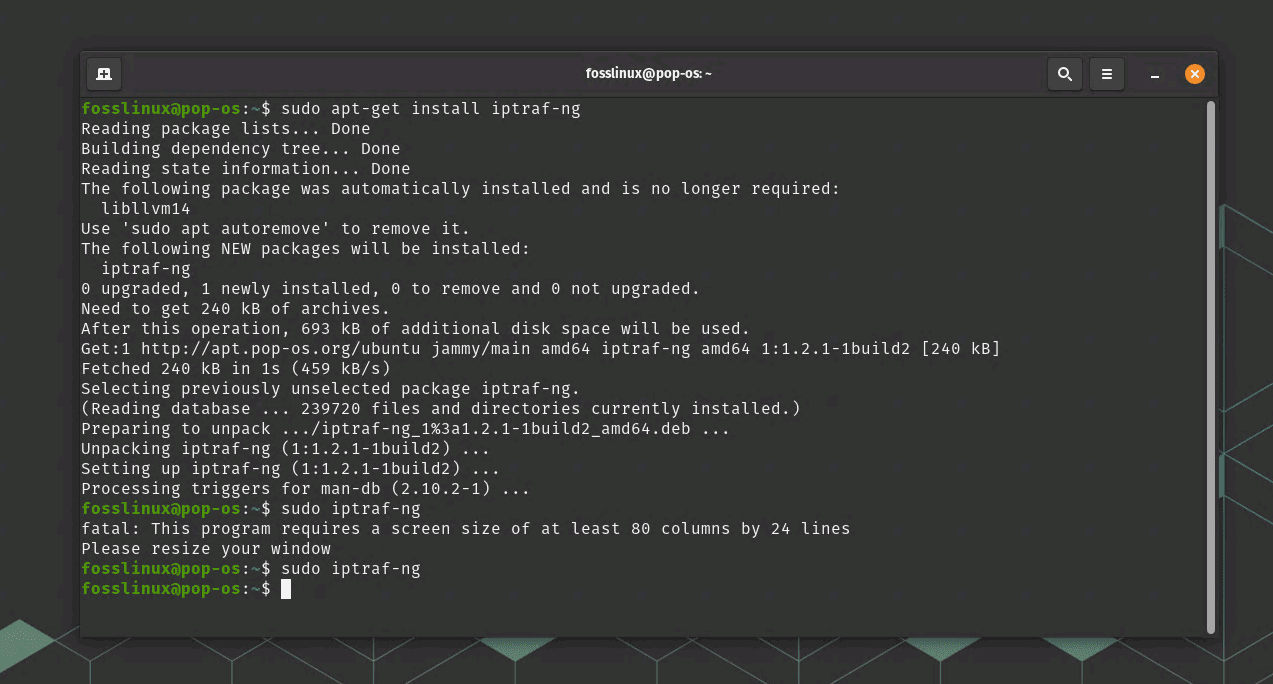 iptraf installation and usage