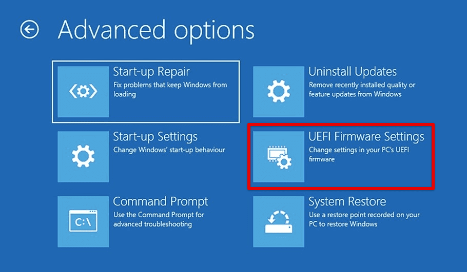 Accessing UEFI settings