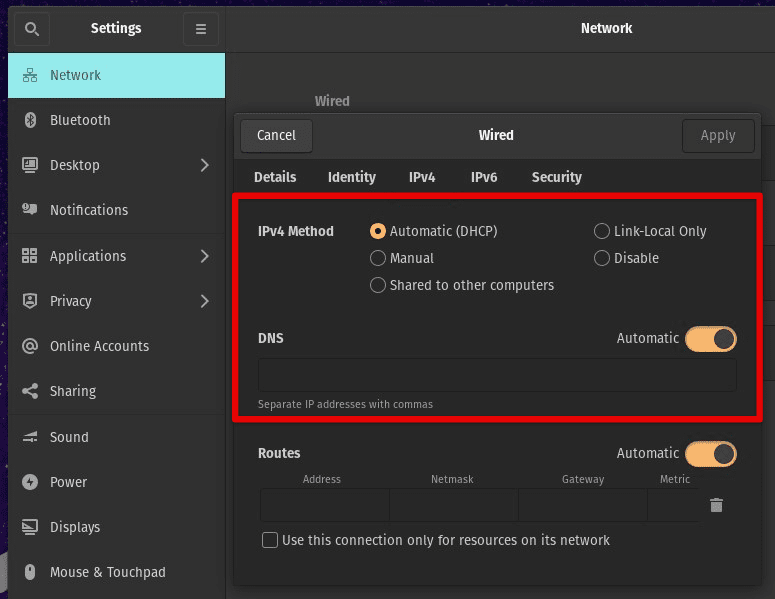 Changing the network mode