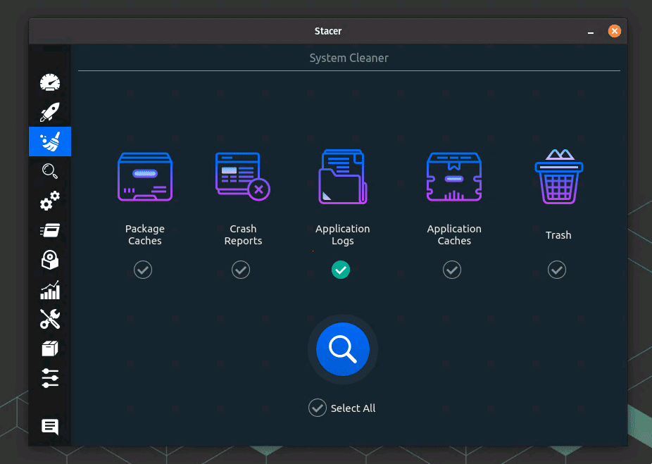 cleaning application logs using stacer