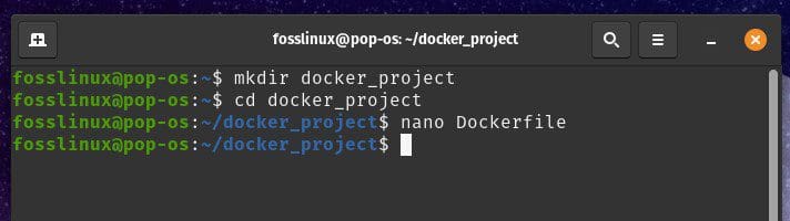 Creating Dockerfile using nano