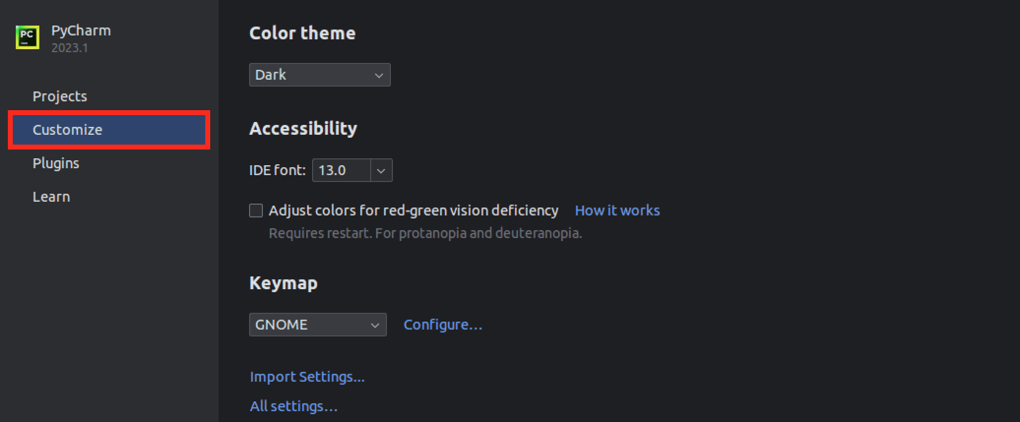 customize pycharm