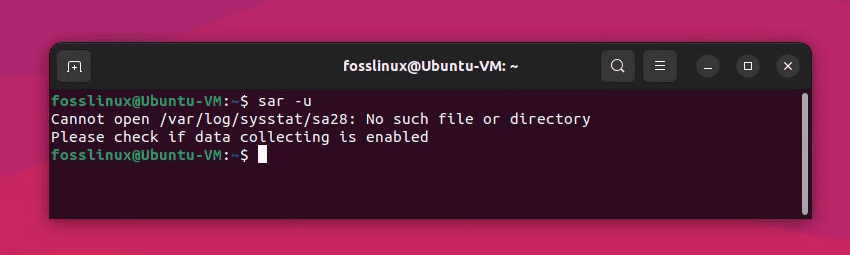 data collecting is not enabled error using sar command