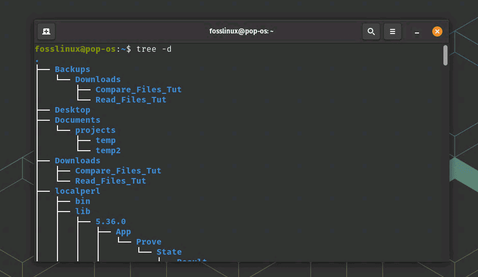 displaying only directories using d option in tree