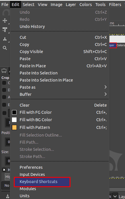 edit &gt; keyboard shortcuts
