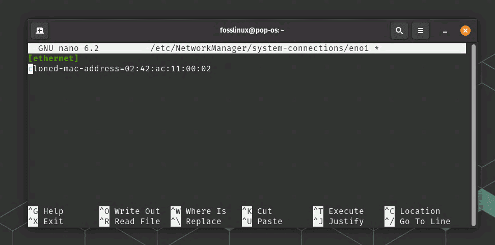 editing network configuration file