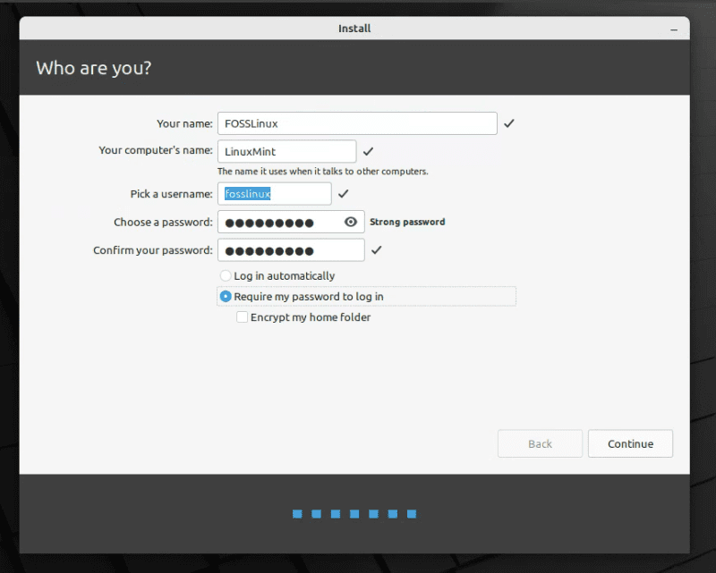 enter account information along the way