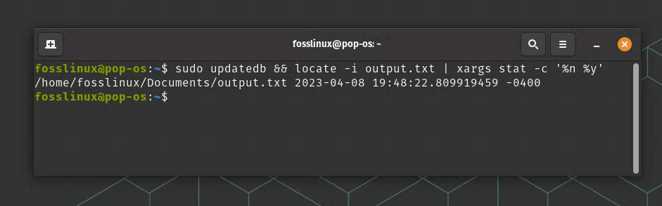 find command usage to see the modified date and time