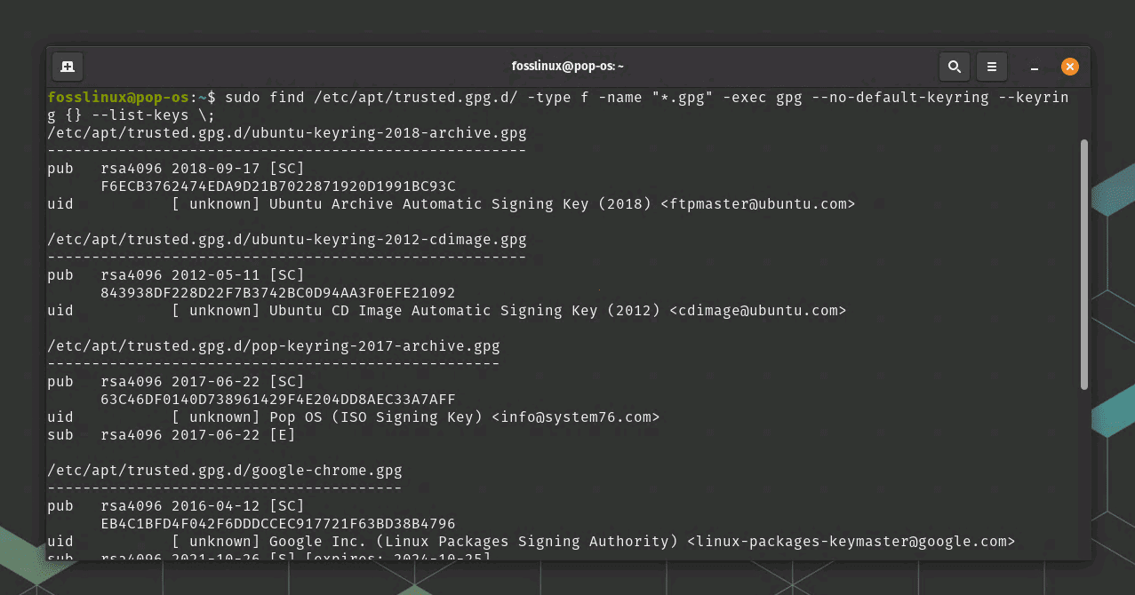 finding gpg keys in newer linux distros