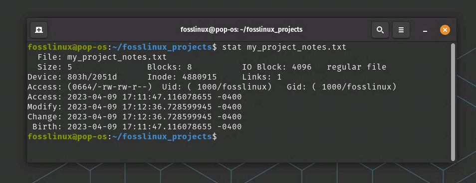 finding ownership info of a file using stat command