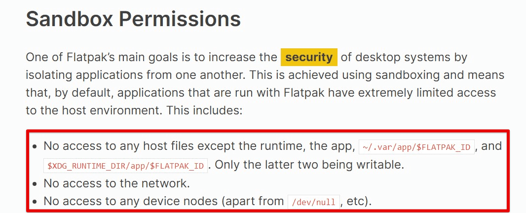 Flatpak security features