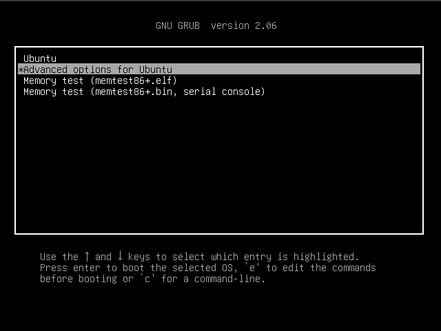 grub advanced options for ubuntu