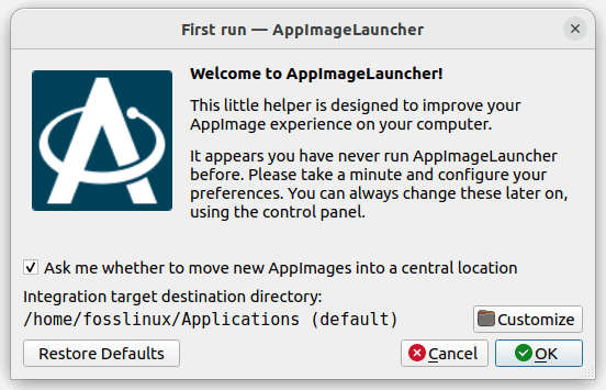 install an appimage using an appimage launcher