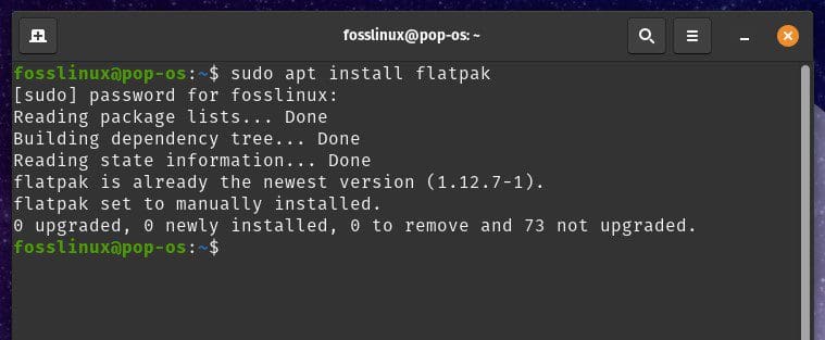 Installing Flatpak package