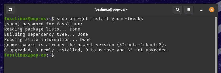 Installing GNOME Tweaks on Pop!_OS