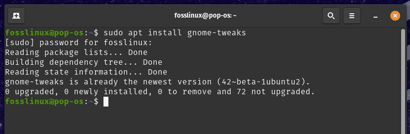 Installing GNOME Tweaks