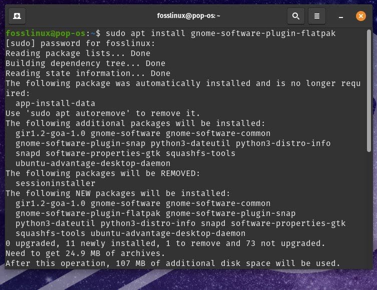 Installing necessary plugin for GNOME Software Center