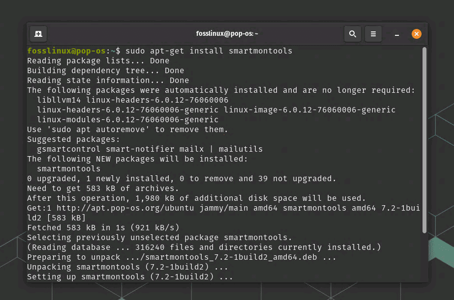 installing smartmontools on pop os
