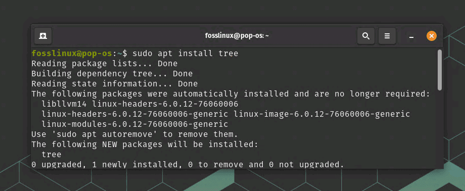 installing tree on pop os