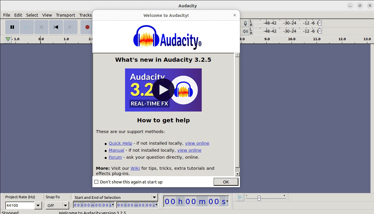 launch audacity