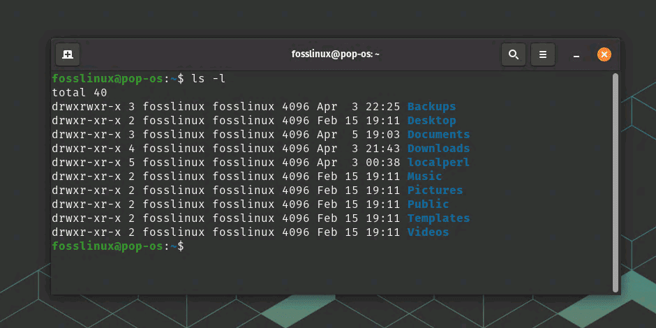 listing files with details using ls l option