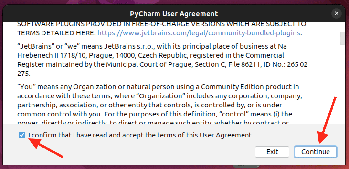 pycharm user agreement