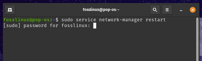 Restarting the network manager
