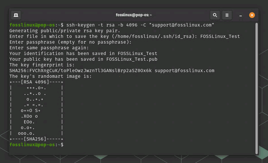 ssh key generated