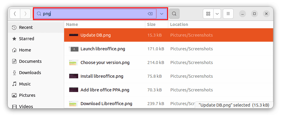 search for files with a .png extension