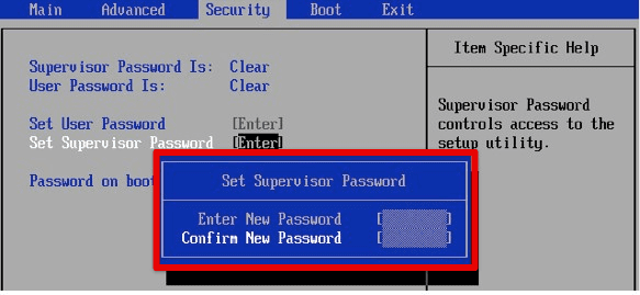 Setting a BIOS password