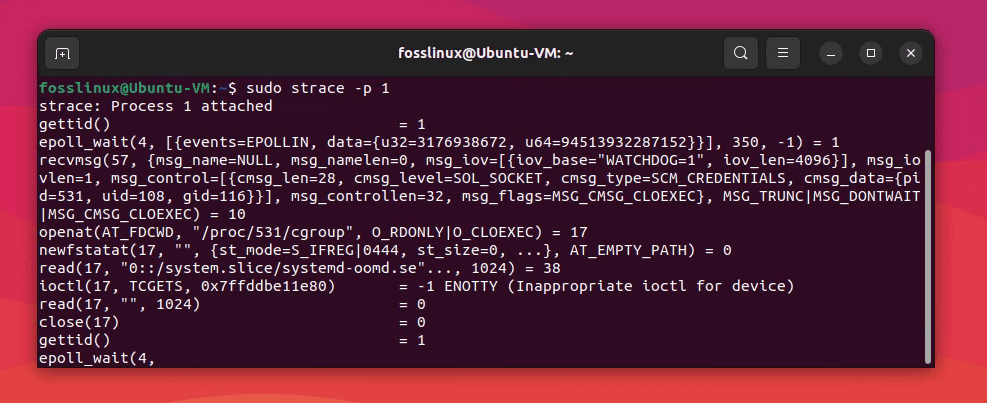 strace command usage