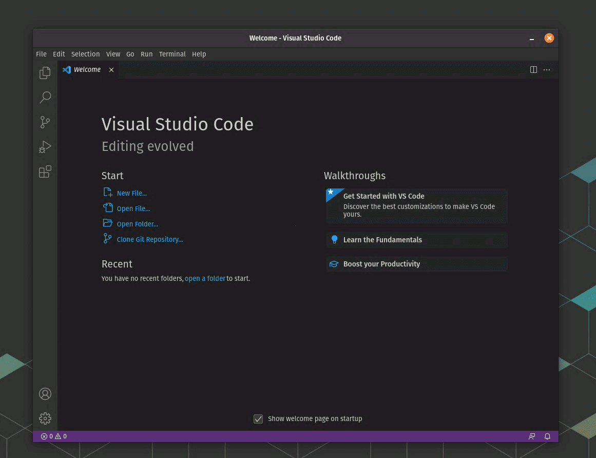 successfully installed vs code