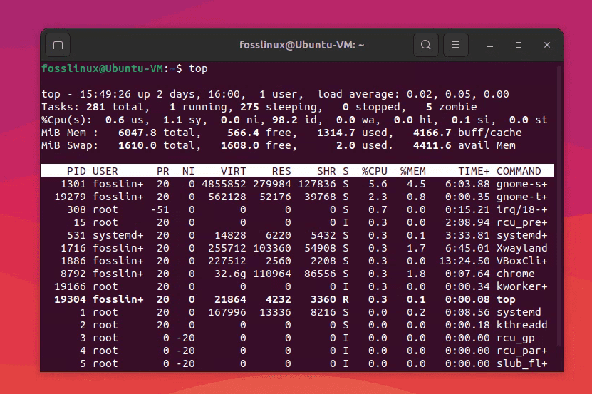 top command usage