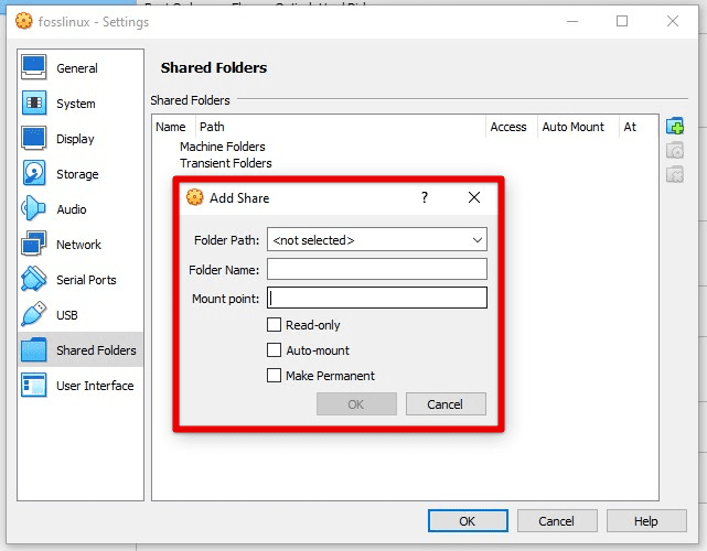 Unable to mount a shared folder