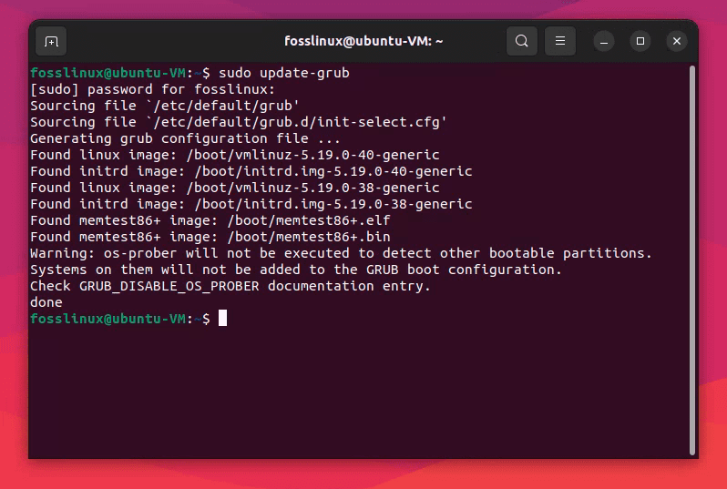 updating grub in ubuntu 22.04 lts