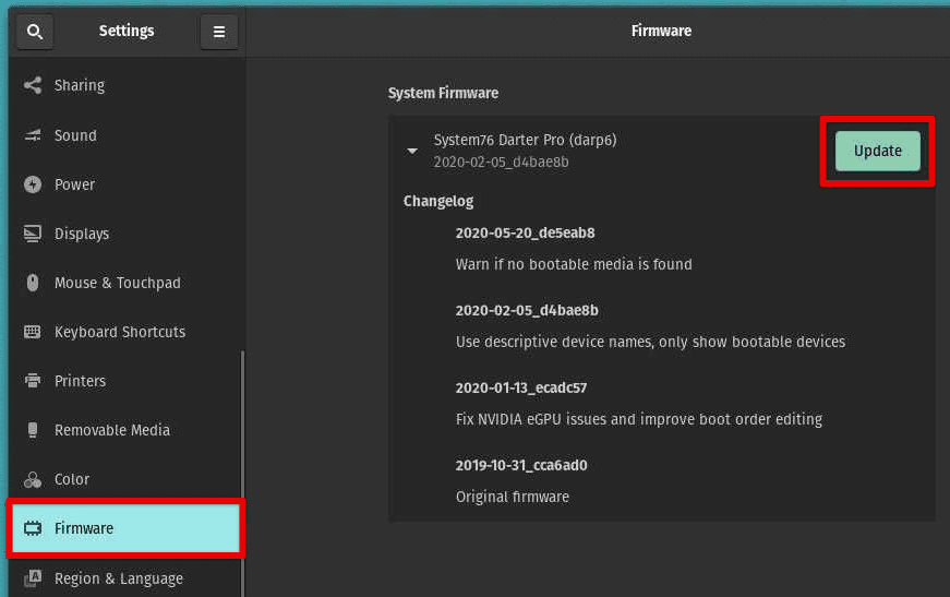 Updating firmware