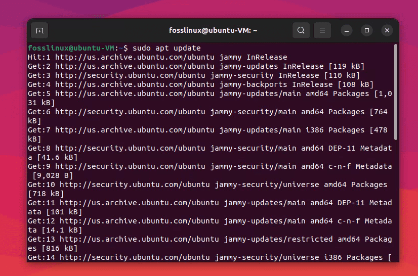 updating the package index in ubuntu