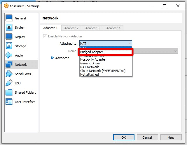 Using a bridged network adapter