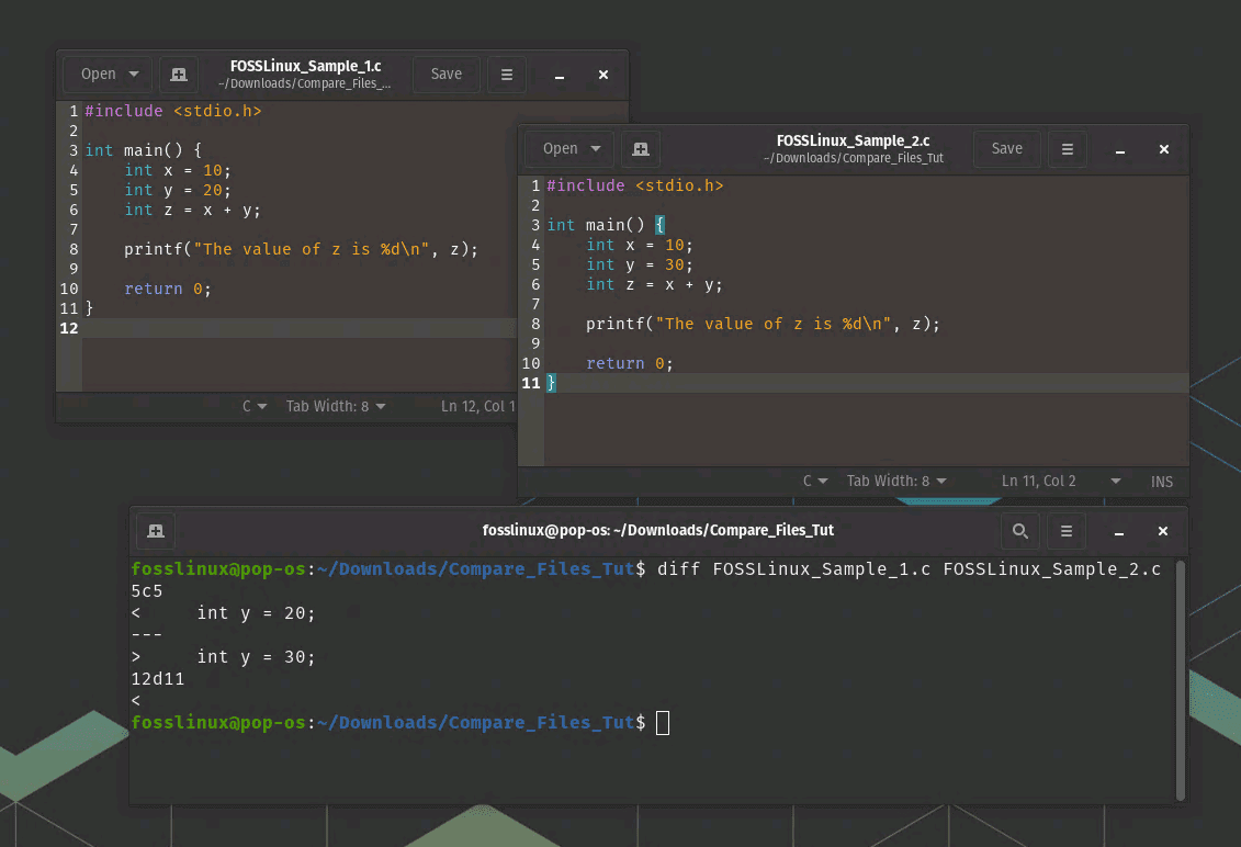 using diff command