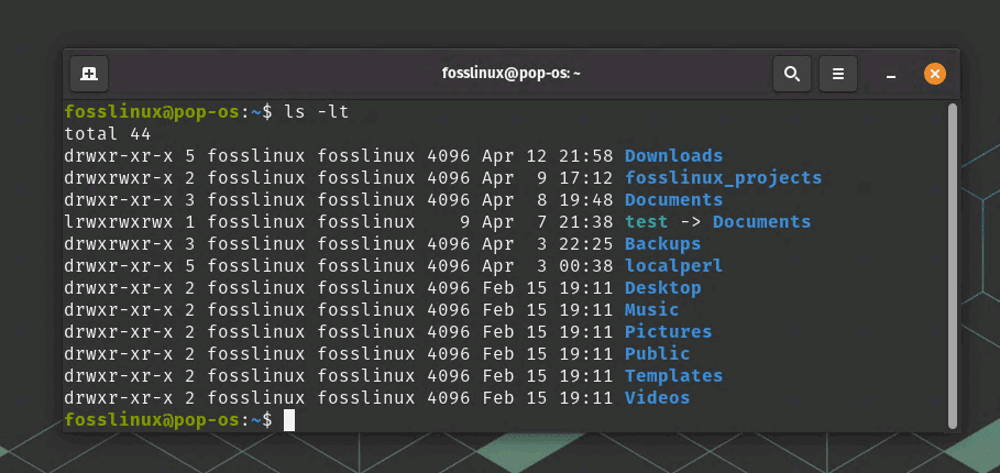 using ls lt option