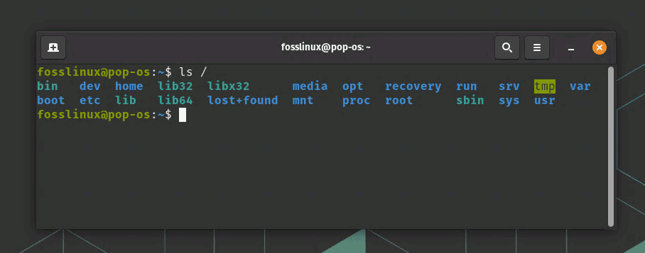 viewing the linux directory structure on pop! os terminal
