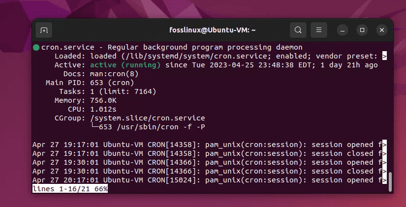 cron service running in ubuntu 22.04