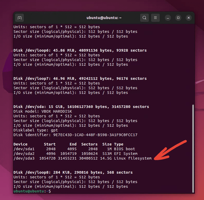 finding the root partition using fdisk command