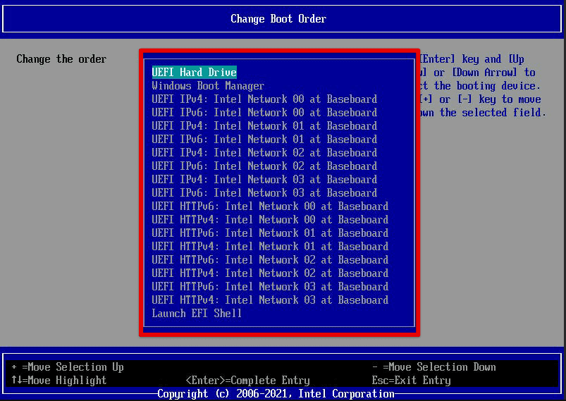 Modifying boot order