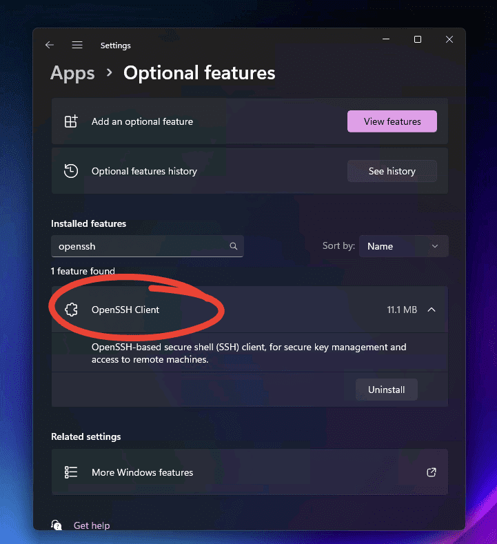 openssh client already enabled on windows 11