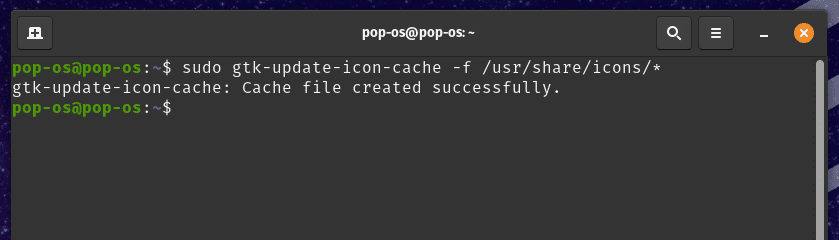 Resetting the icon cache