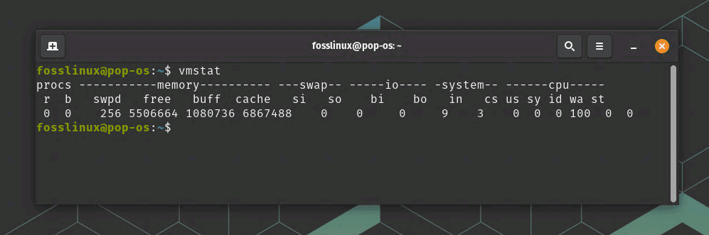 using vmstat command to find swap space